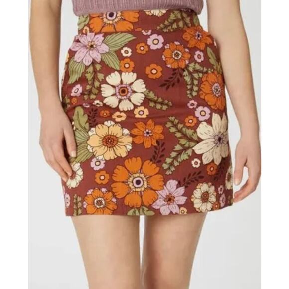 Princess Highway Chocolate Floral Brandy Mini Skirt NWT - Picture 1 of 6